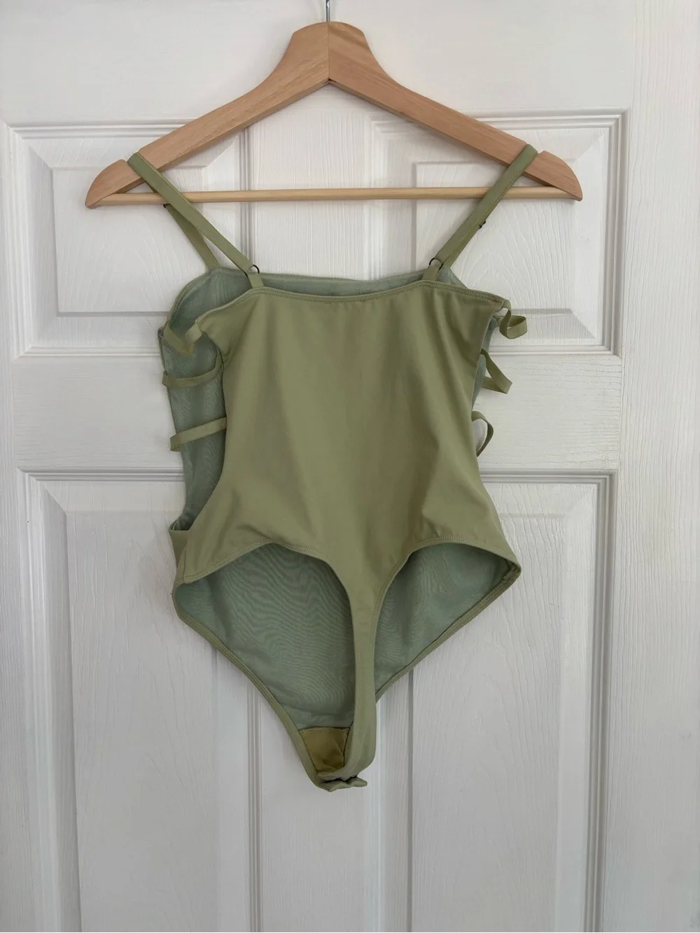Free People Intimately NEW On My Side Strappy Side Cutout Green Bodysuit, Size S